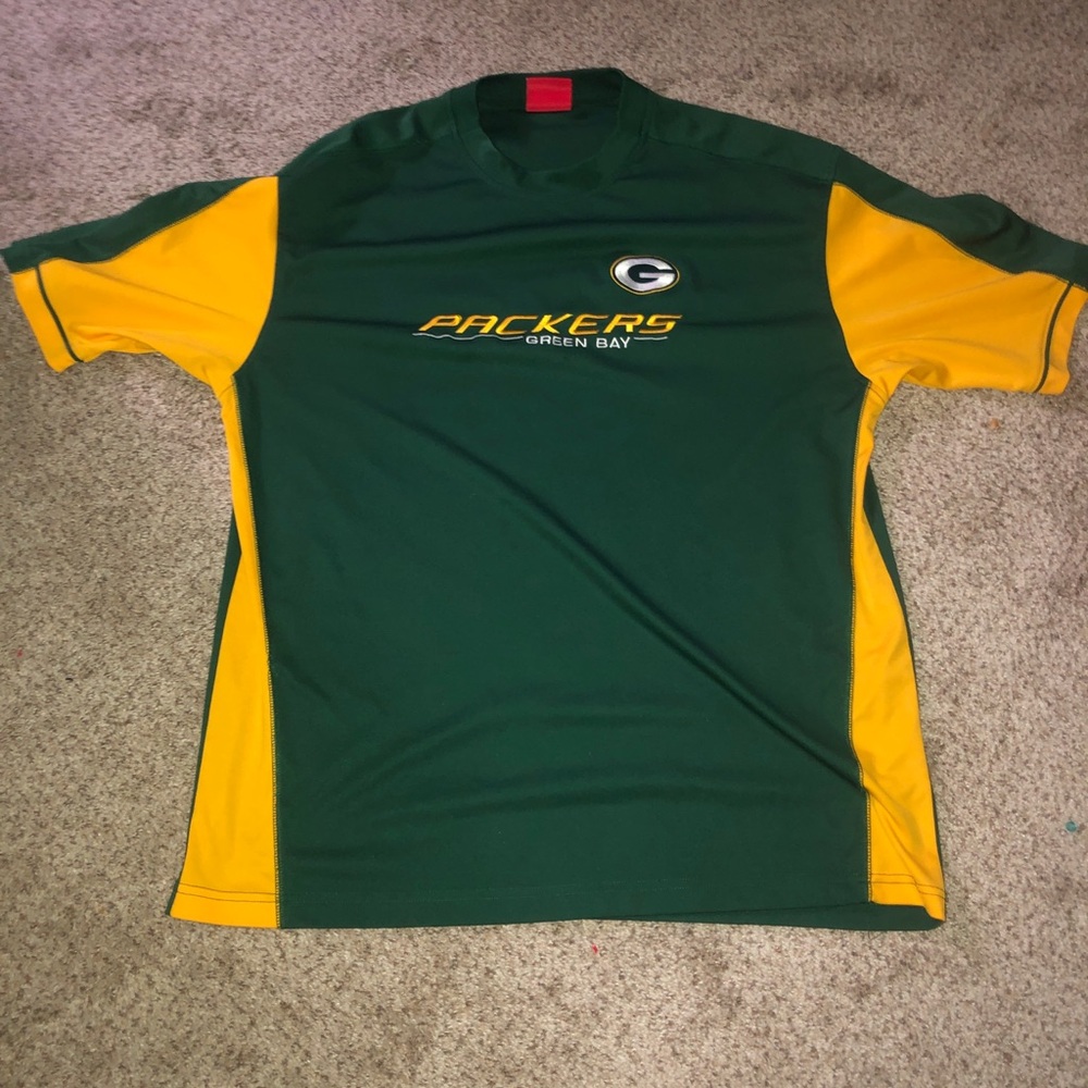 Vintage NFL Green and Yellow Packers Men's Shirt